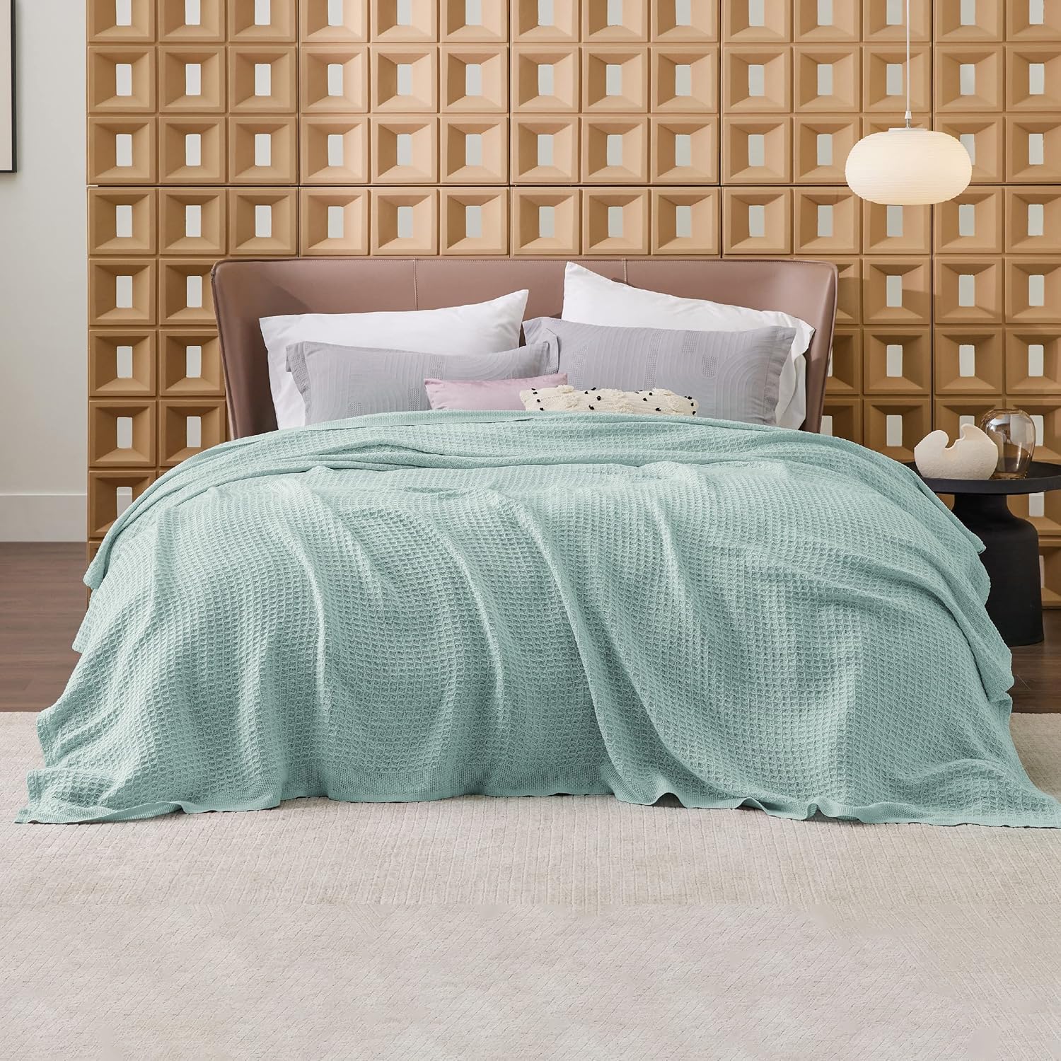 Lichtgewicht Katoenen Wafelplaid Tweepersoonsbed Zacht Ademend Deken Scandinavisch Design 90x90 cm Woonkamer | Sansoti