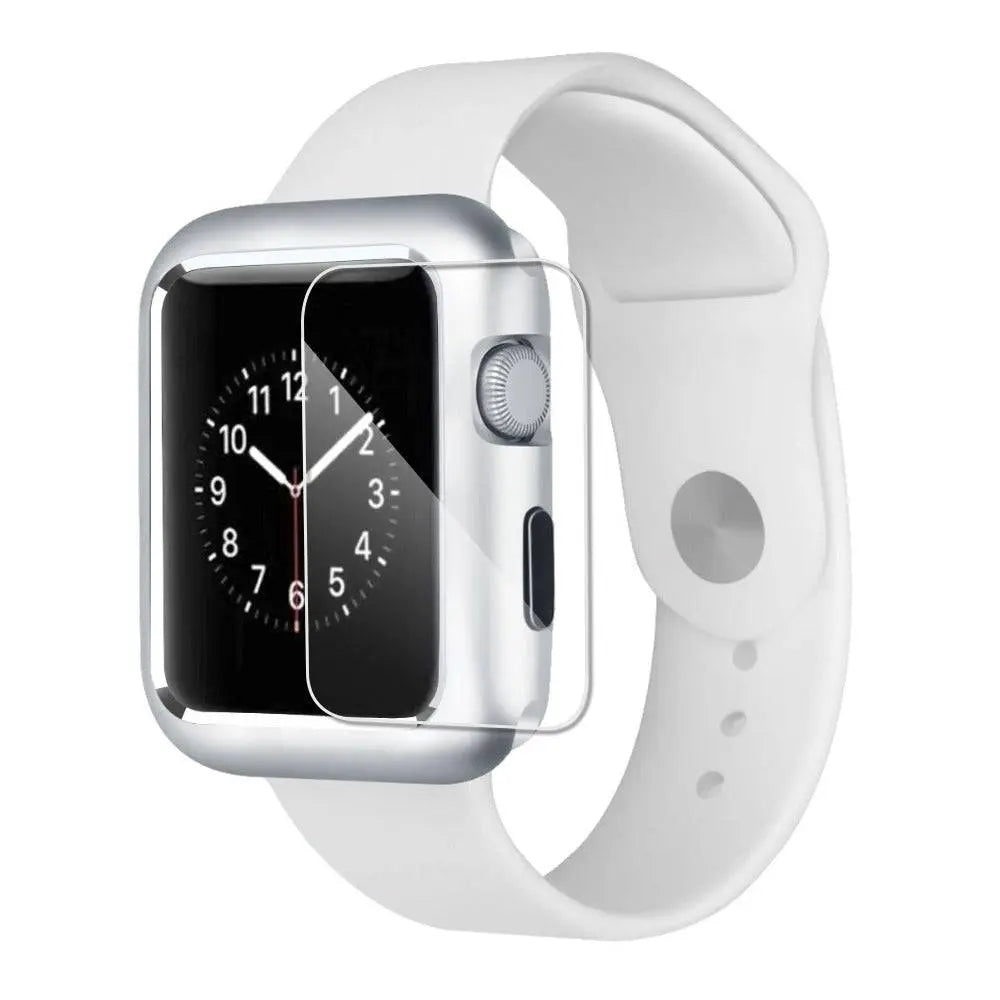 Gehard Glazen Screenprotector met Stalen Behuizing voor Apple Watch 38-44mm Zwart Zilver Goud Bescherming | Sansoti