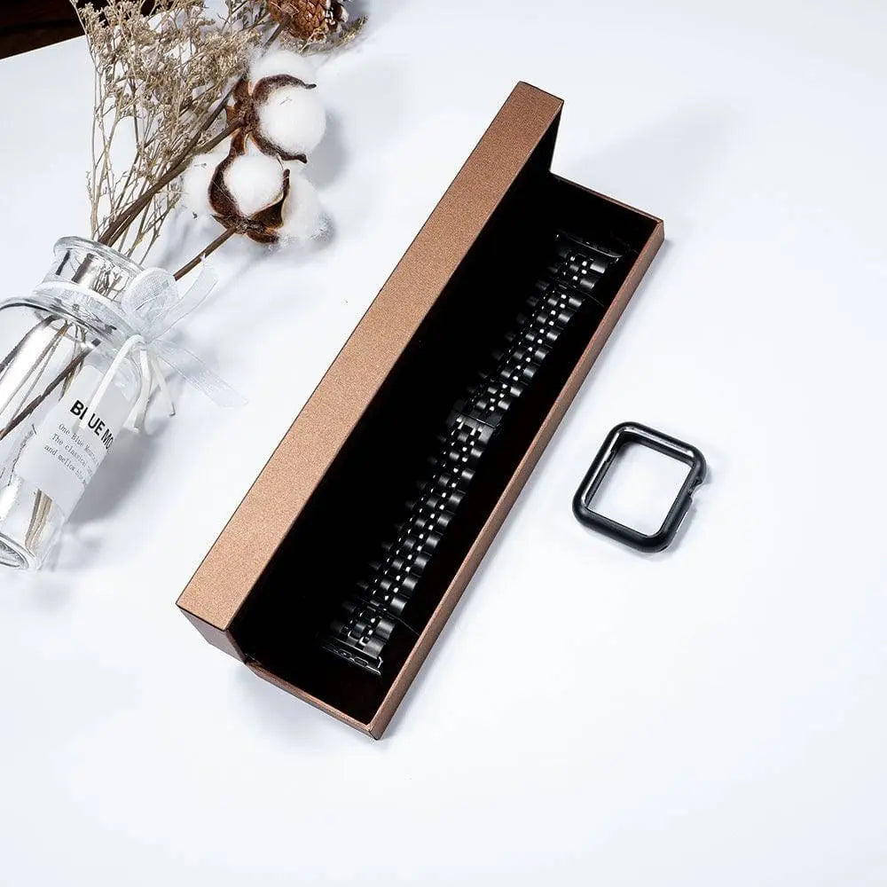 Bracelet pour smartwatch avec coque Acier inoxydable 44mm 42mm 40mm 38mm Protection d’écran Bracelet Accessoire | Sansoti