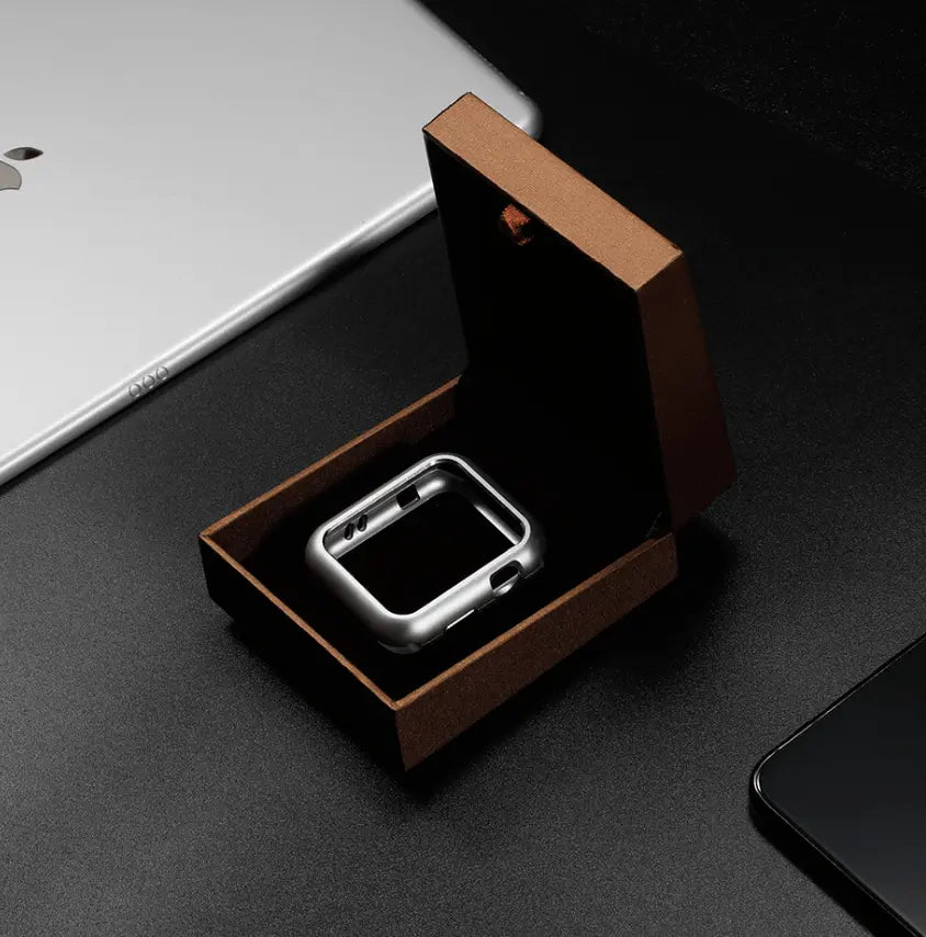 Gehard Glazen Screenprotector met Stalen Behuizing voor Apple Watch 38-44mm Zwart Zilver Goud Bescherming | Sansoti