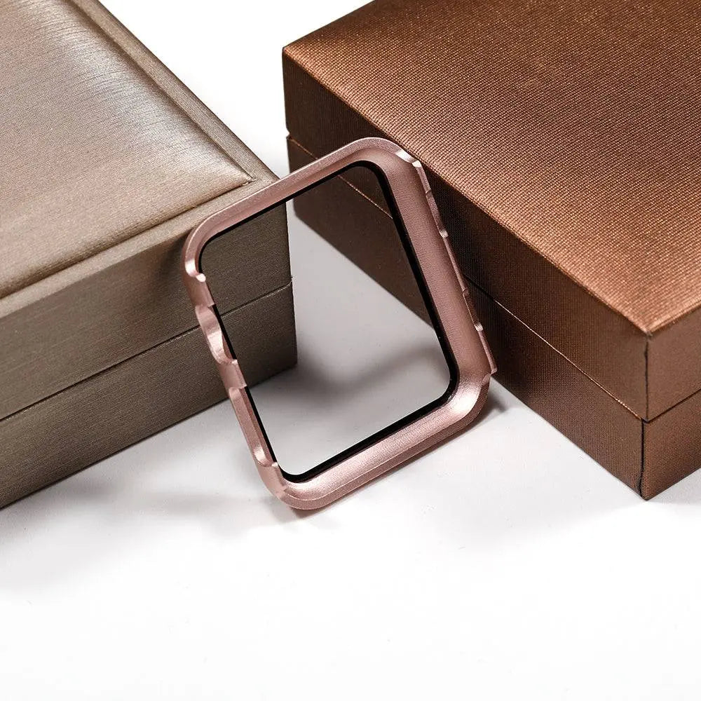 Roestvrijstalen Beschermhoesje met Gehard Glas voor Apple Watch 44mm 40mm 42mm 38mm Smartwatch Accessoire | Sansoti