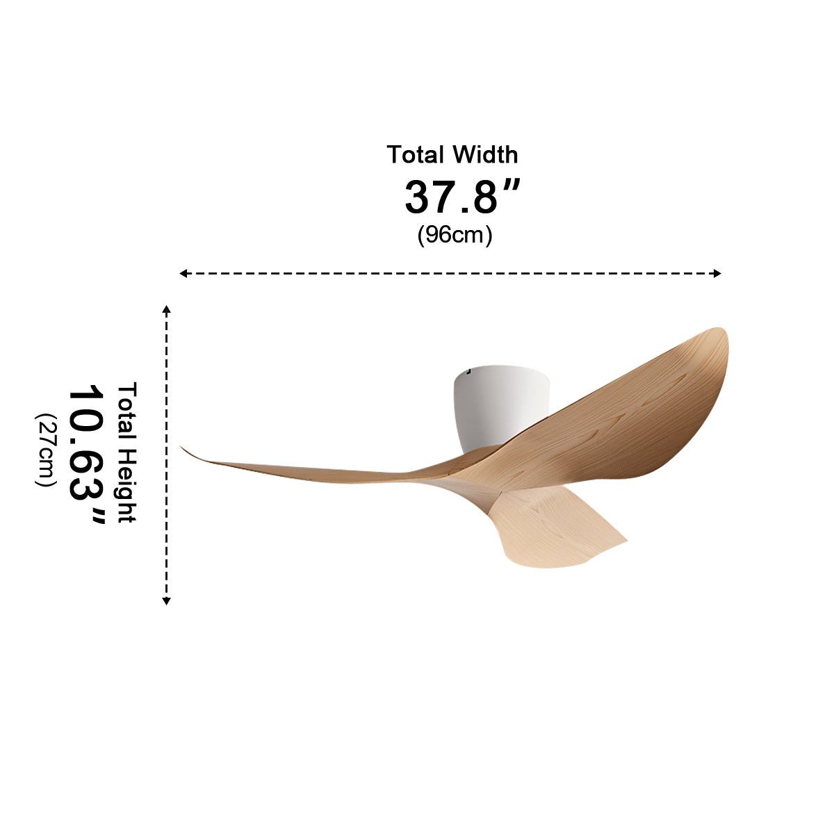 Wentylator sufitowy, 6 prędkości, odwracalny, cichy silnik DC, 38-48 cm, nowoczesny minimalistyczny design, bez oświetlenia | Sansoti