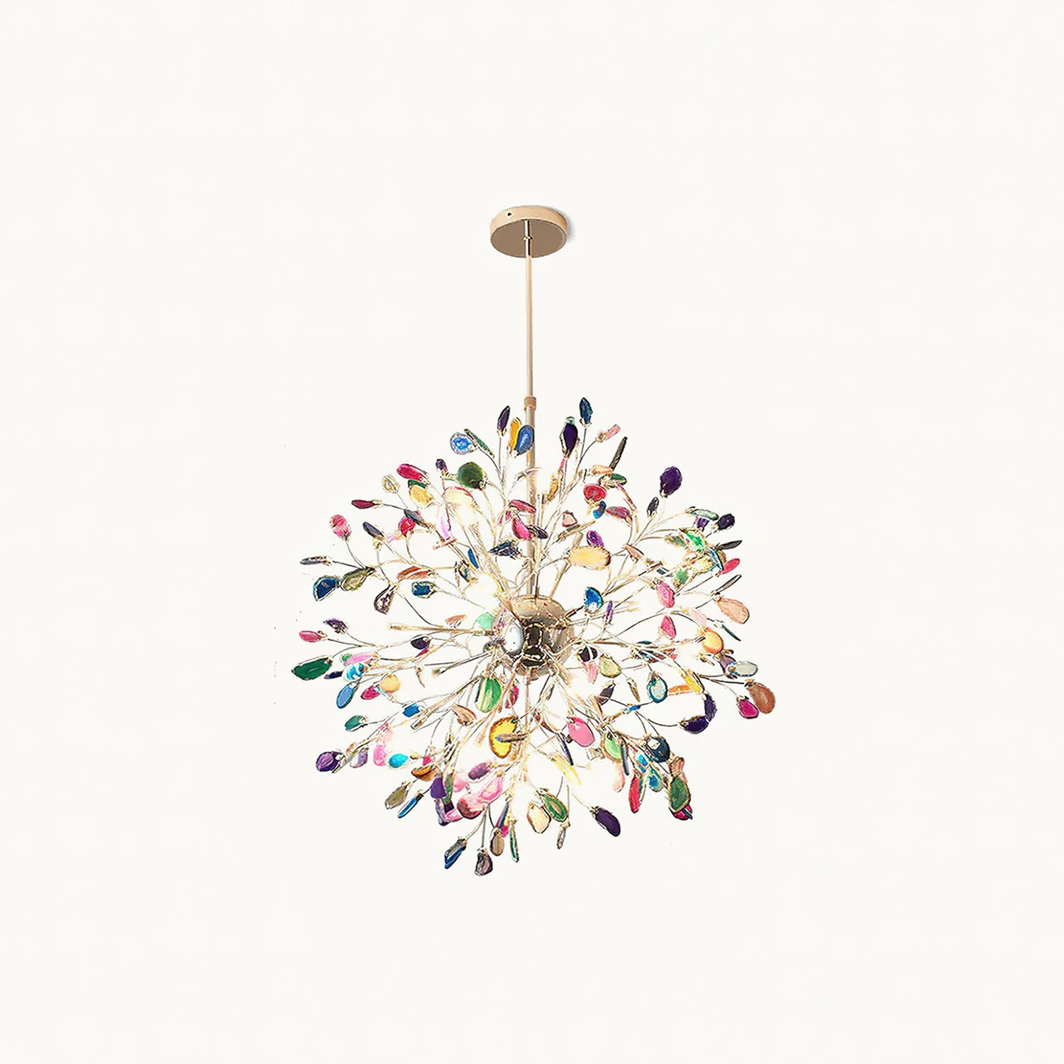 Hanglamp Kroonluchter Natuurlijk Agaat Metaal Goud Multicolor G4 12-18 Lichts Woonkamer | Sansoti