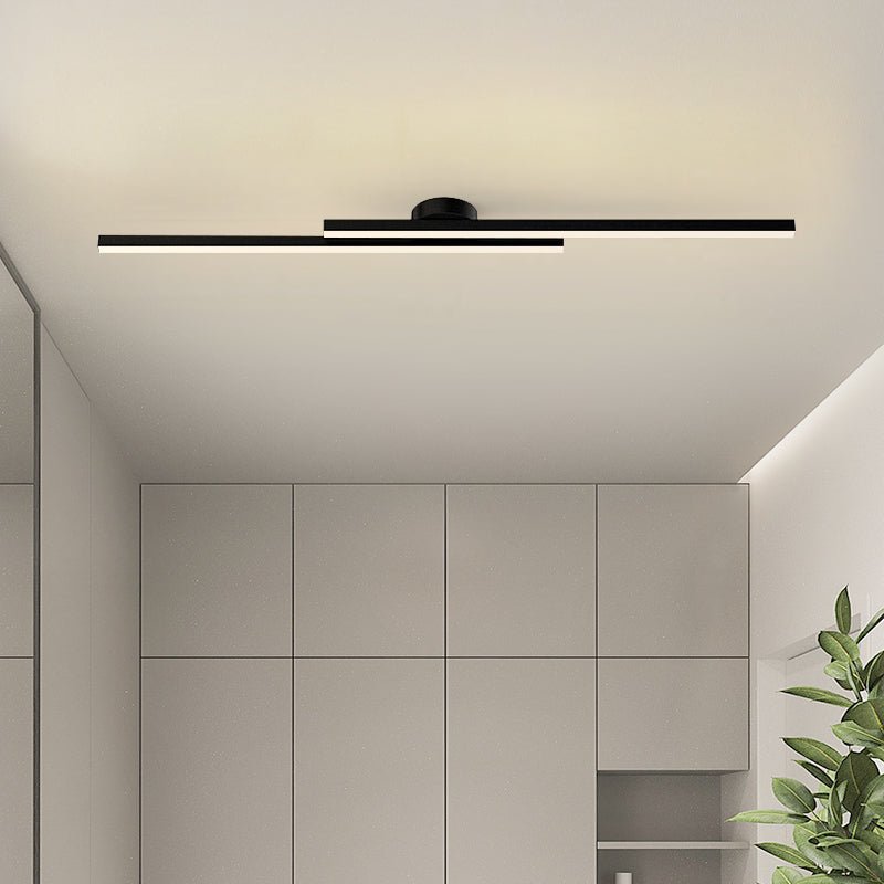 Halb-Einbau-Deckenleuchte aus Aluminium, LED, modern, Schwarz Weiß Gold, dimmbar, 35-47 Zoll, für Wohnzimmer und Schlafzimmer | Sansoti