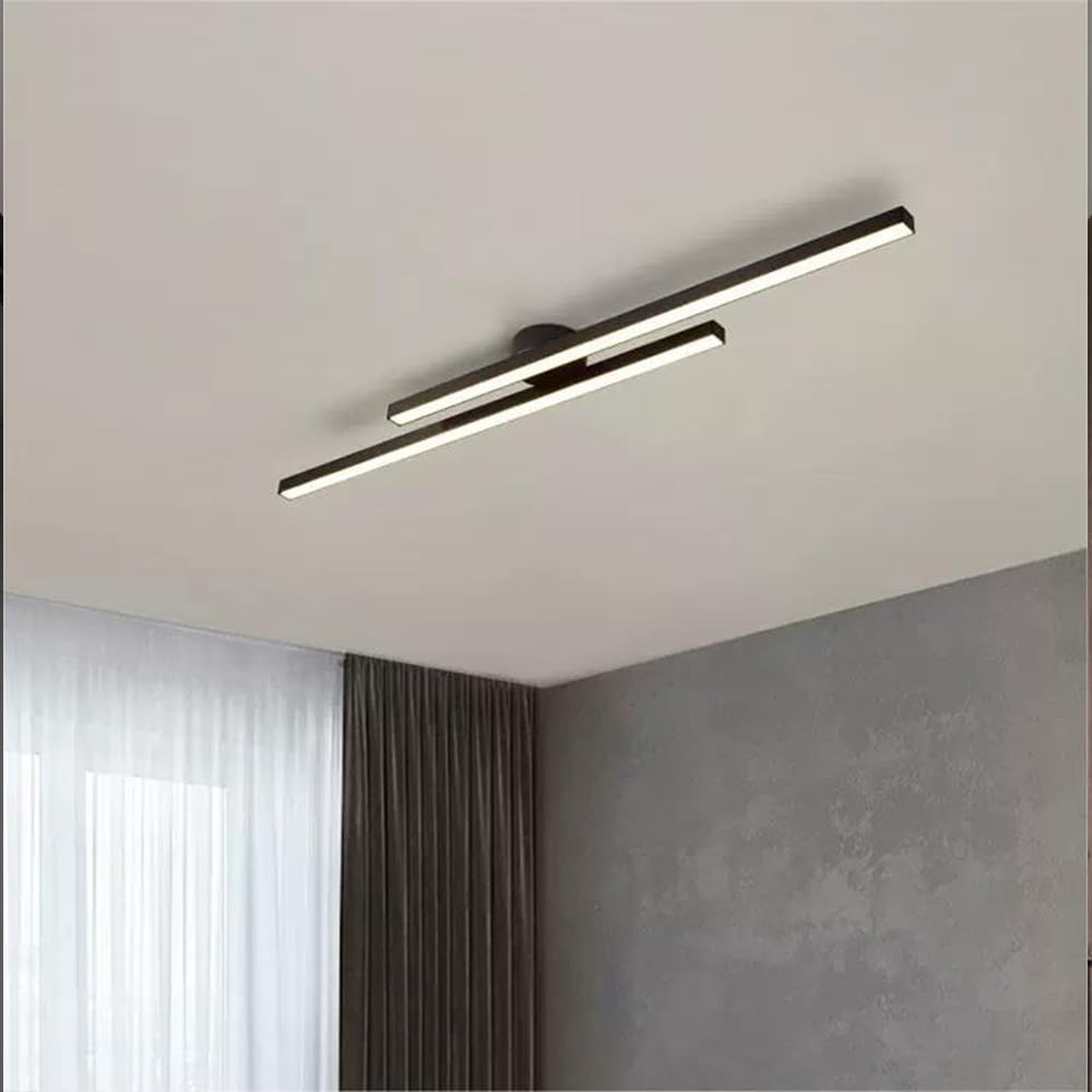Halb-Einbau-Deckenleuchte aus Aluminium, LED, modern, Schwarz Weiß Gold, dimmbar, 35-47 Zoll, für Wohnzimmer und Schlafzimmer | Sansoti