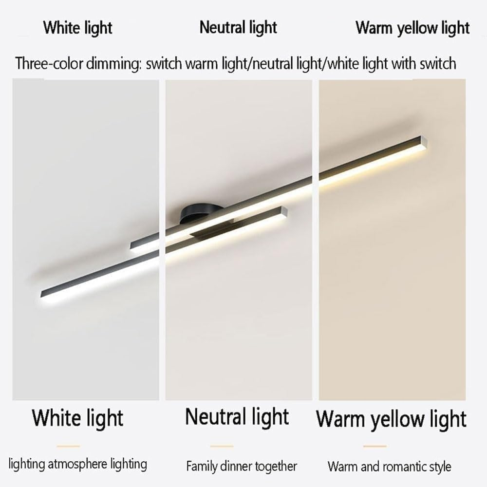 Halb-Einbau-Deckenleuchte aus Aluminium, LED, modern, Schwarz Weiß Gold, dimmbar, 35-47 Zoll, für Wohnzimmer und Schlafzimmer | Sansoti