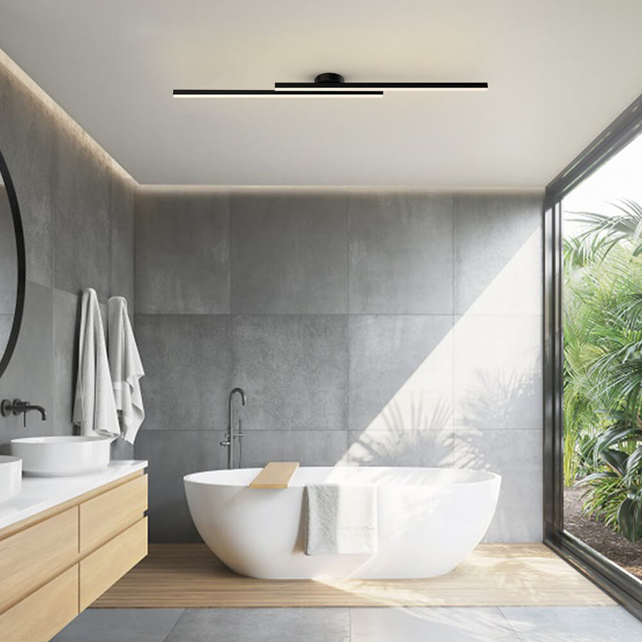 Halb-Einbau-Deckenleuchte aus Aluminium, LED, modern, Schwarz Weiß Gold, dimmbar, 35-47 Zoll, für Wohnzimmer und Schlafzimmer | Sansoti