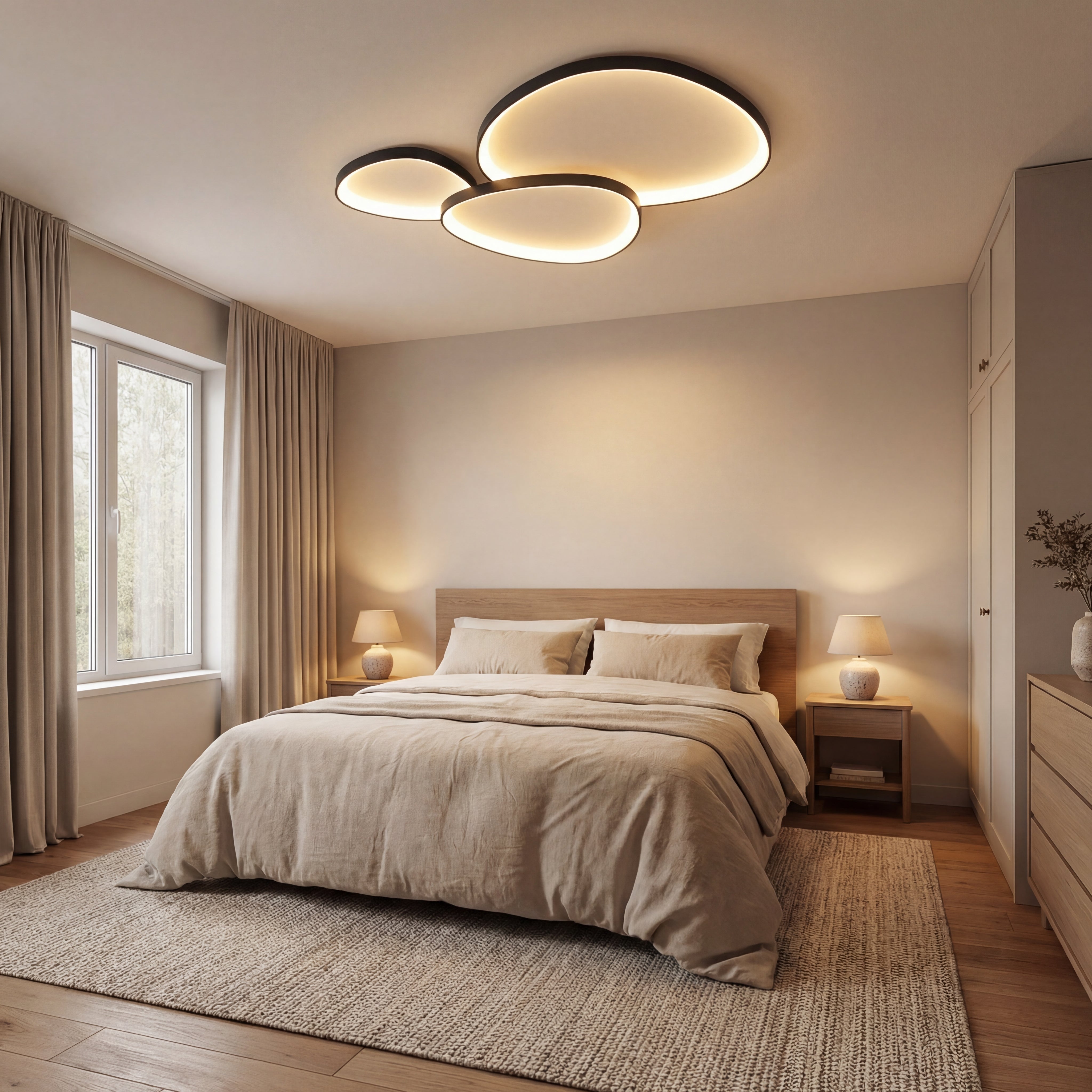 Minimalistyczna lampa sufitowa LED z aluminium 90x60cm do jadalni i salonu, oświetlenie o nowoczesnych, prostych liniach | Sansoti