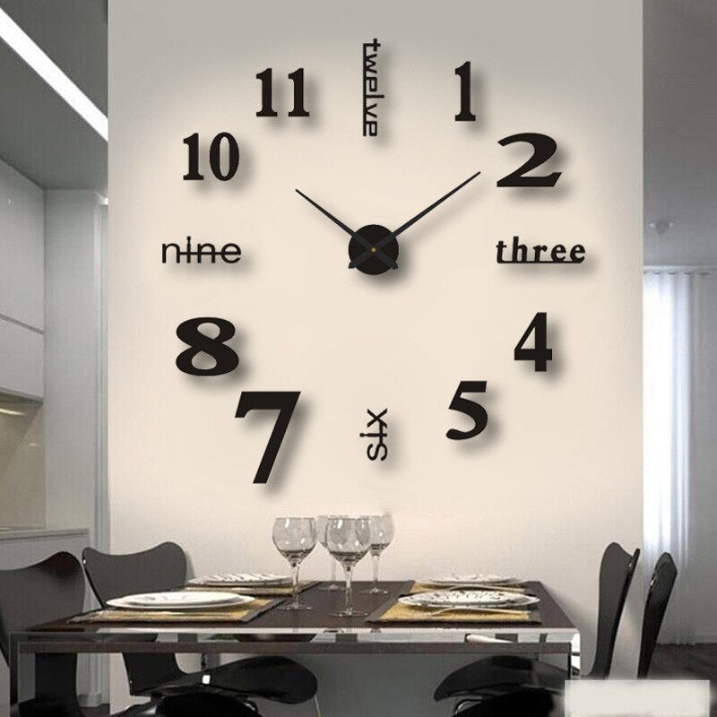 Large XXL Wall Clock Black Quartz Modern Design 60-130cm Decorative Living Room Kitchen Office Interior | Sansoti