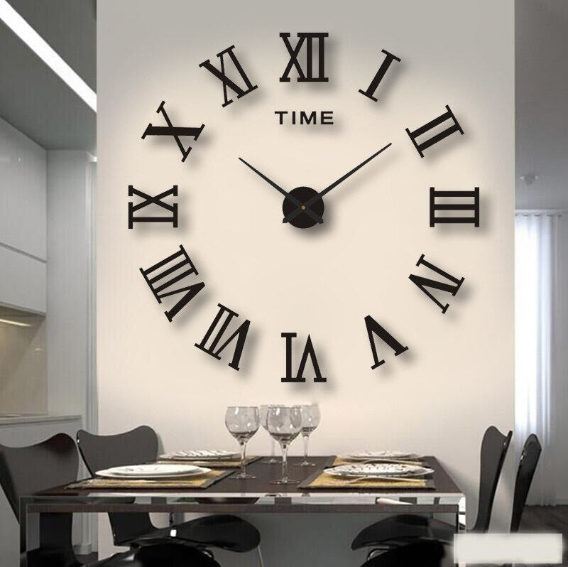 Large XXL Wall Clock Black Quartz Modern Design 60-130cm Decorative Living Room Kitchen Office Interior | Sansoti