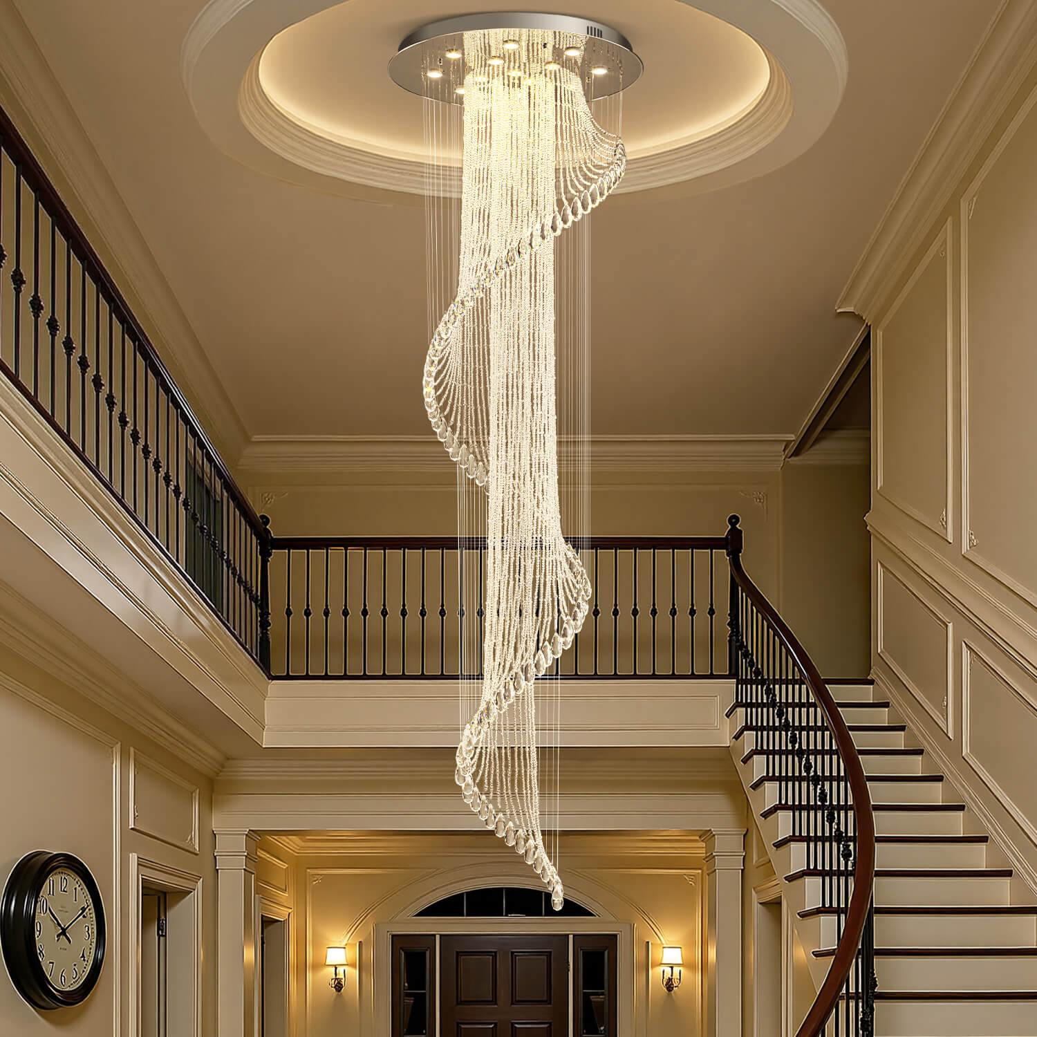 Kristall-Kronleuchter Spirale Modern Chrom GU10 Treppe Eingangsbereich Hohe Decke | Restfield