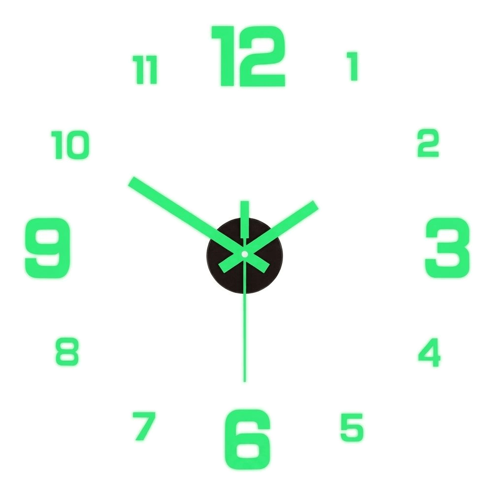 3D Frameless Wall Clock with Glow-in-the-Dark Numbers Silent Movement Modern Design for Living Room and Bedroom | Sansoti