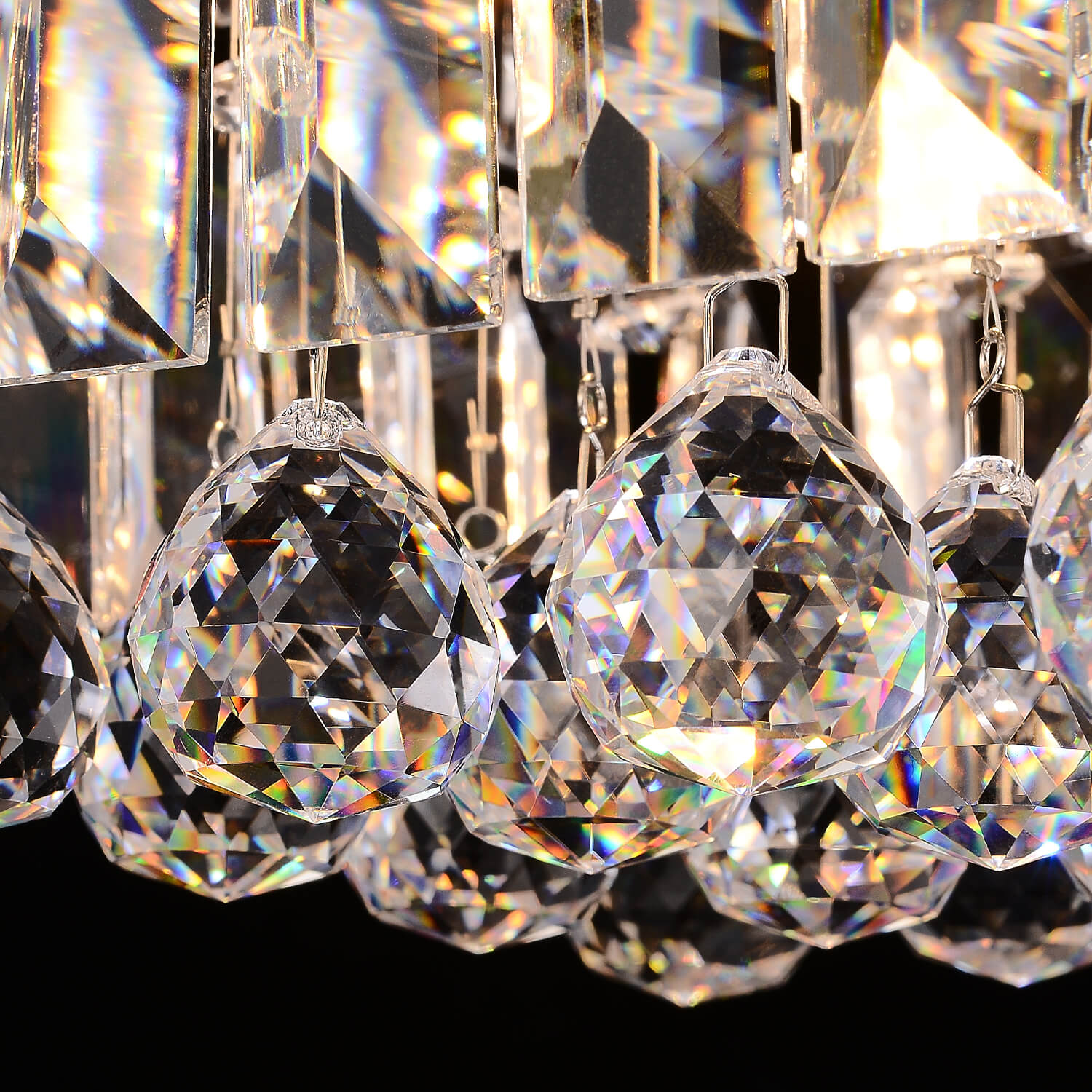 Lustre Rectangulaire en Cristal Goutte de Pluie K9 Noir E12 Salle à Manger Îlot de Cuisine Moderne | Restfield