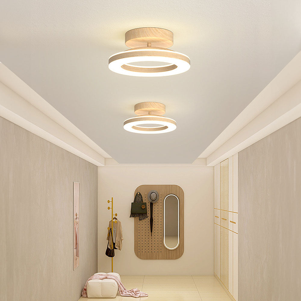 LED-Deckenleuchte Disc Rund Metall Holz Modern Stilvoll Energiesparend Flur Schlafzimmer Esszimmer Beleuchtung | Sansoti