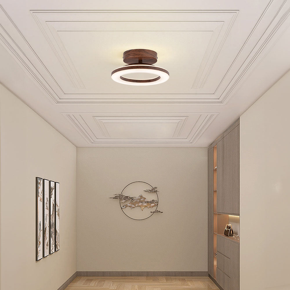 LED-Deckenleuchte Disc Rund Metall Holz Modern Stilvoll Energiesparend Flur Schlafzimmer Esszimmer Beleuchtung | Sansoti
