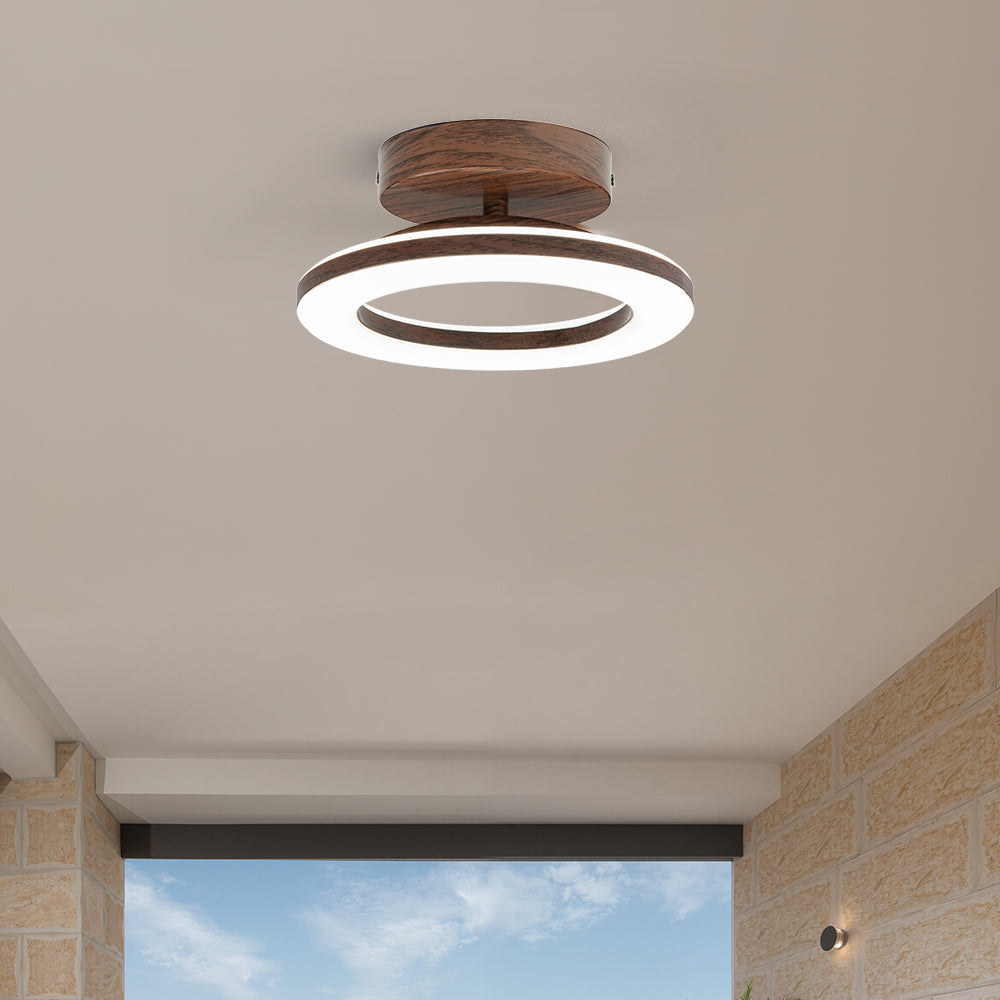 LED-Deckenleuchte Disc Rund Metall Holz Modern Stilvoll Energiesparend Flur Schlafzimmer Esszimmer Beleuchtung | Sansoti