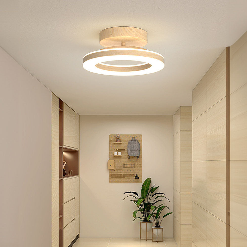 LED-Deckenleuchte Disc Rund Metall Holz Modern Stilvoll Energiesparend Flur Schlafzimmer Esszimmer Beleuchtung | Sansoti