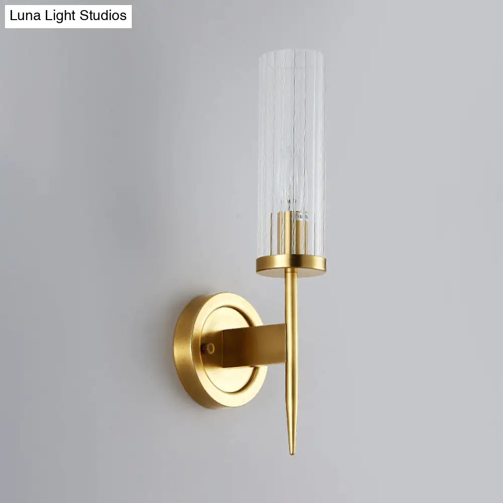 Wandlamp Goud Hoekmodel met Helder Glas - Moderne Cilinder Wandverlichting voor Gang Slaapkamer Woonkamer | Sansoti