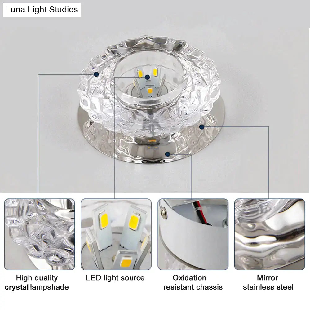 Modern Kristal Plafondlamp LED RVS Basis Opbouw Verlichting Woonkamer Gang | Sansoti