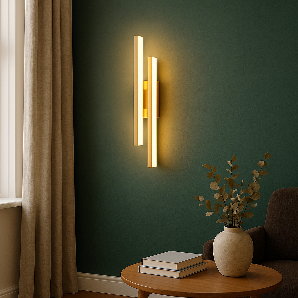 Pionowa ścienna lampa LED z metalową linią, 48 cm, ciepłe białe światło, nowoczesna, do sypialni i salonu | Sansoti