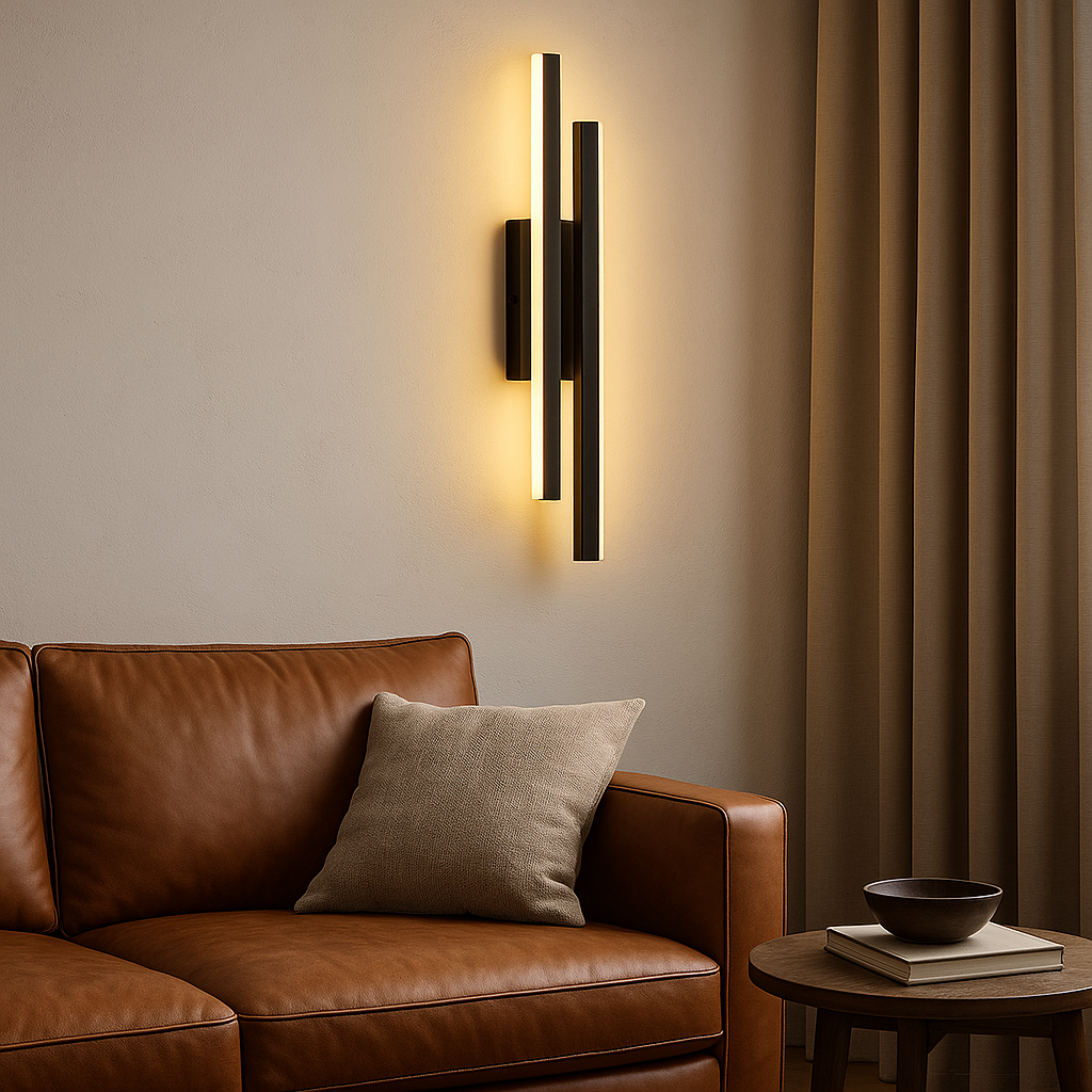 Pionowa ścienna lampa LED z metalową linią, 48 cm, ciepłe białe światło, nowoczesna, do sypialni i salonu | Sansoti