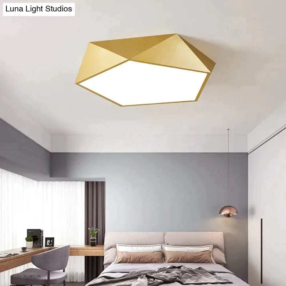 Geometrische goldene Deckenleuchte mit Dimmfunktion, Fernbedienung, LED, modernes Design, Wohnzimmer, Schlafzimmer | Sansoti