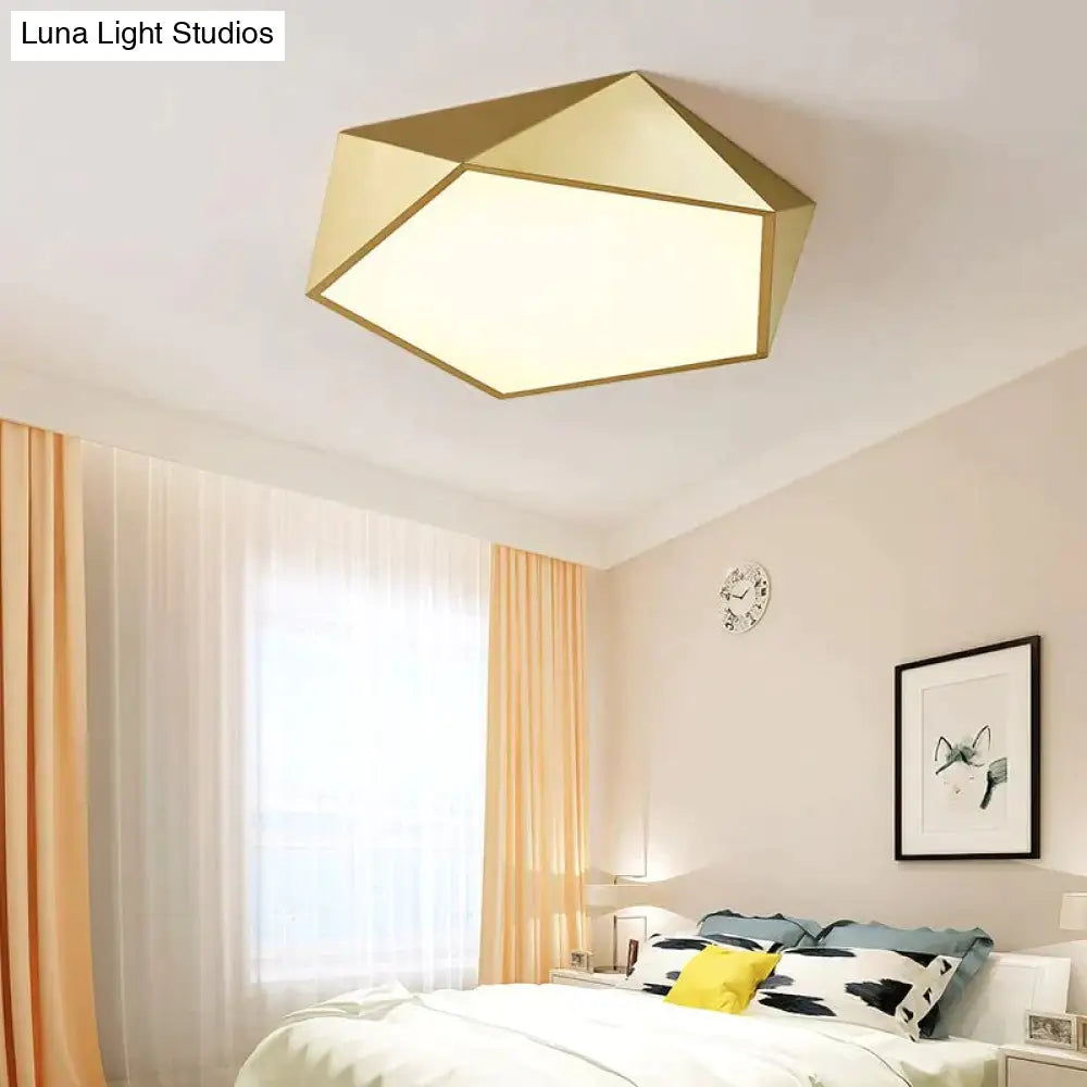 Geometrische goldene Deckenleuchte mit Dimmfunktion, Fernbedienung, LED, modernes Design, Wohnzimmer, Schlafzimmer | Sansoti
