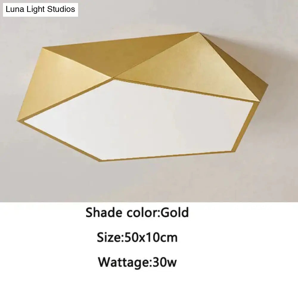 Geometrische goldene Deckenleuchte mit Dimmfunktion, Fernbedienung, LED, modernes Design, Wohnzimmer, Schlafzimmer | Sansoti