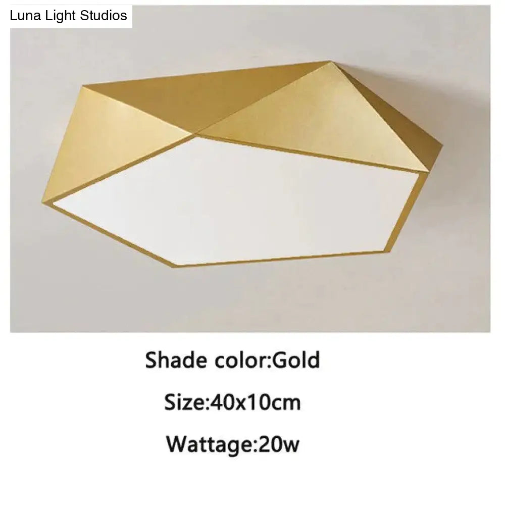 Geometrische goldene Deckenleuchte mit Dimmfunktion, Fernbedienung, LED, modernes Design, Wohnzimmer, Schlafzimmer | Sansoti