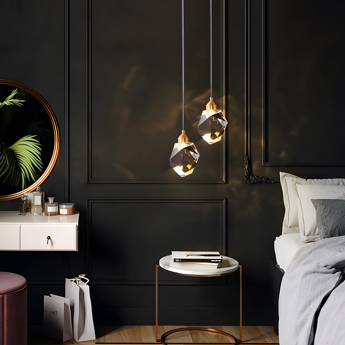 Suspension moderne minimaliste de luxe en laiton et cristal avec hauteur réglable et éclairage LED | Restfield