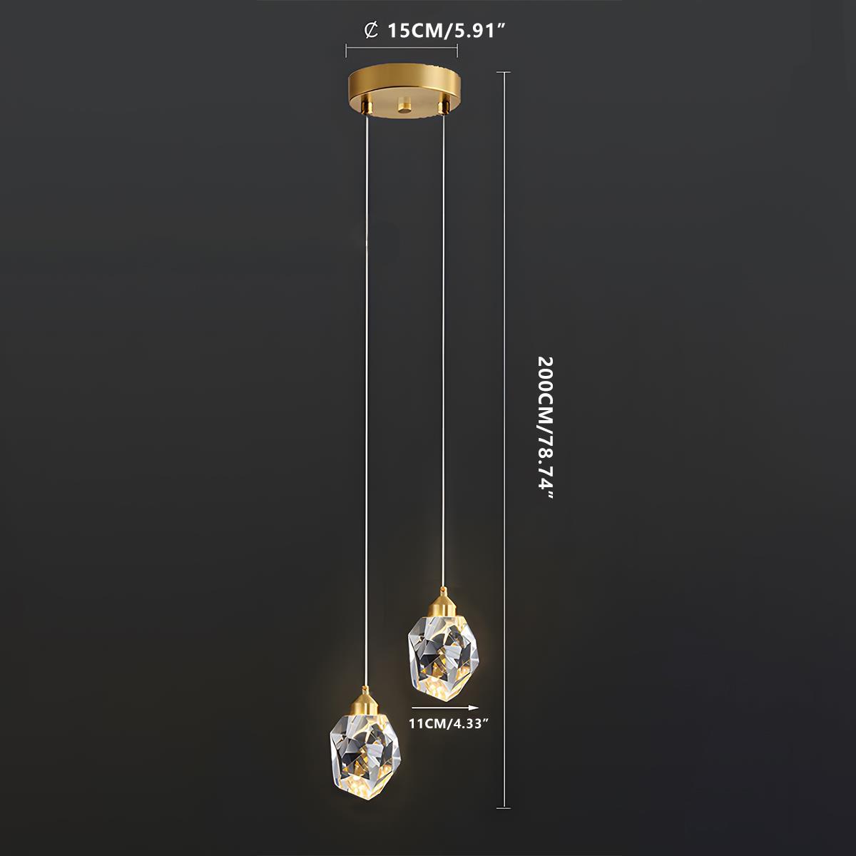 Moderne Minimalistische Luxe Messing Kristallen Hanglamp Met Verstelbare Hoogte En LED Verlichting | Sansoti