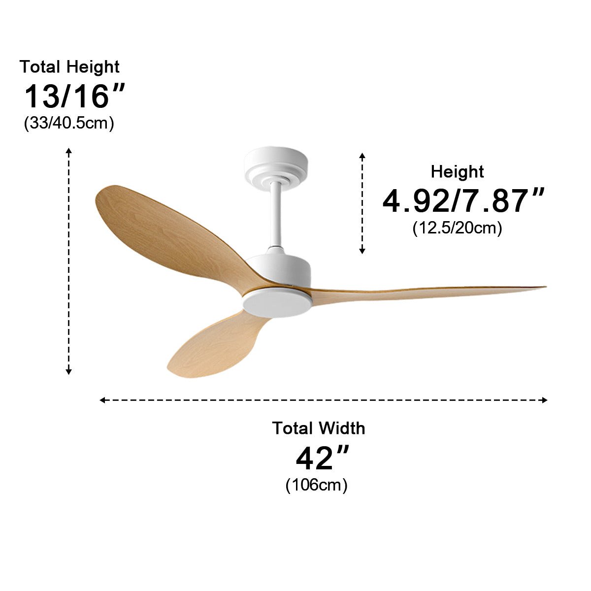 Ventilateur de plafond à 3 pales silencieux avec moteur CC, télécommande, interrupteur mural et rotation réversible pour la ventilation | Sansoti