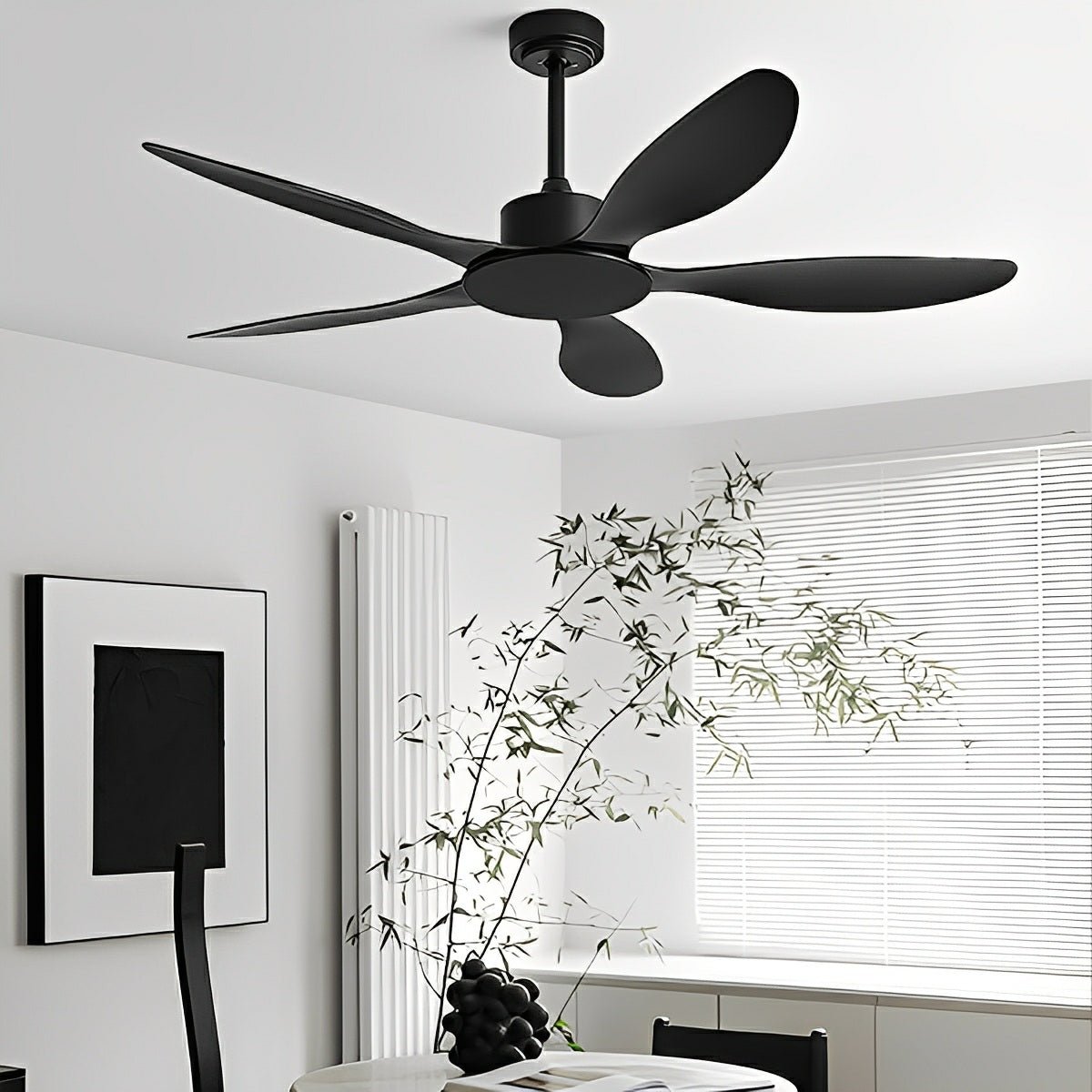 Ceiling fan with 5 Blades, DC Motor, 6 Speeds, Reversible, with Remote Control and Wall Switch | Sansoti
