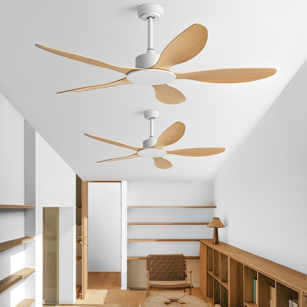 Ceiling fan with 5 Blades, DC Motor, 6 Speeds, Reversible, with Remote Control and Wall Switch | Sansoti