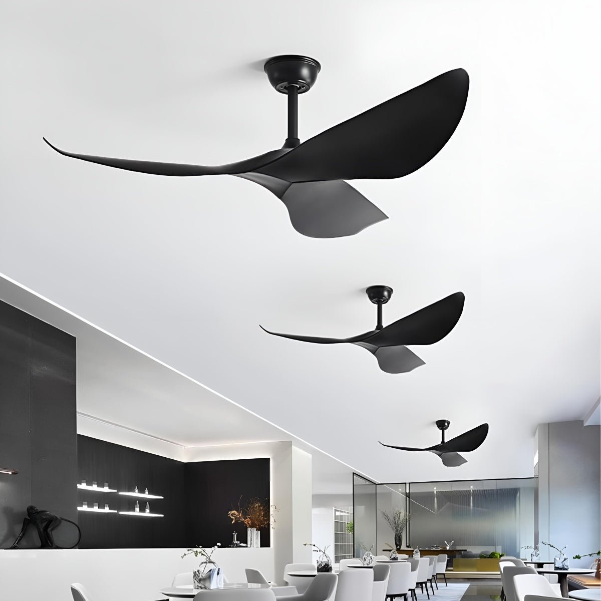 Deckenventilator Ohne Lampe DC Motor 3 Flügel Weiß Schlafzimmer Wohnzimmer Leiser Ventilator Esszimmer Umkehrbar 6 Geschwindigkeiten Fernbedienung | Restfield