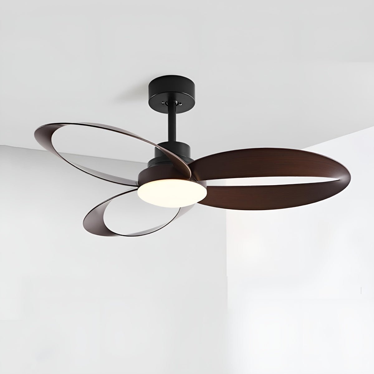 Geometric Ceiling Fan with Light, 6 Speeds, Reversible DC Motor, Minimalist Design, Living Room | Sansoti
