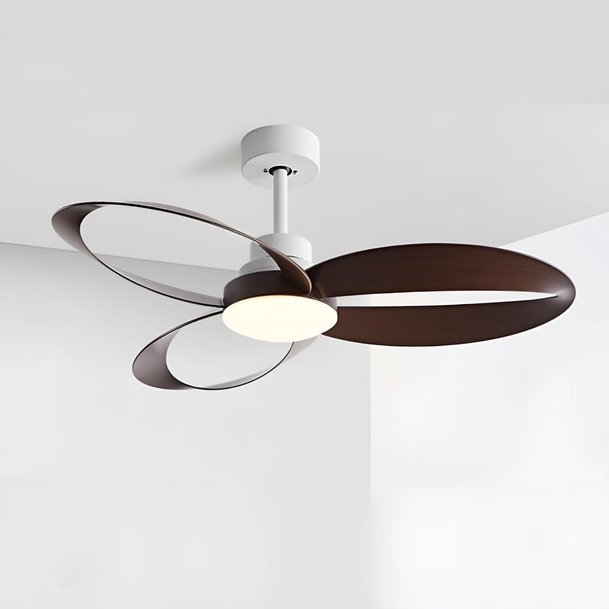 Geometric Ceiling Fan with Light, 6 Speeds, Reversible DC Motor, Minimalist Design, Living Room | Sansoti