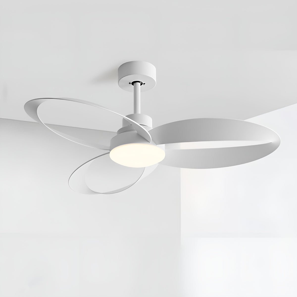 Geometric Ceiling Fan with Light, 6 Speeds, Reversible DC Motor, Minimalist Design, Living Room | Sansoti