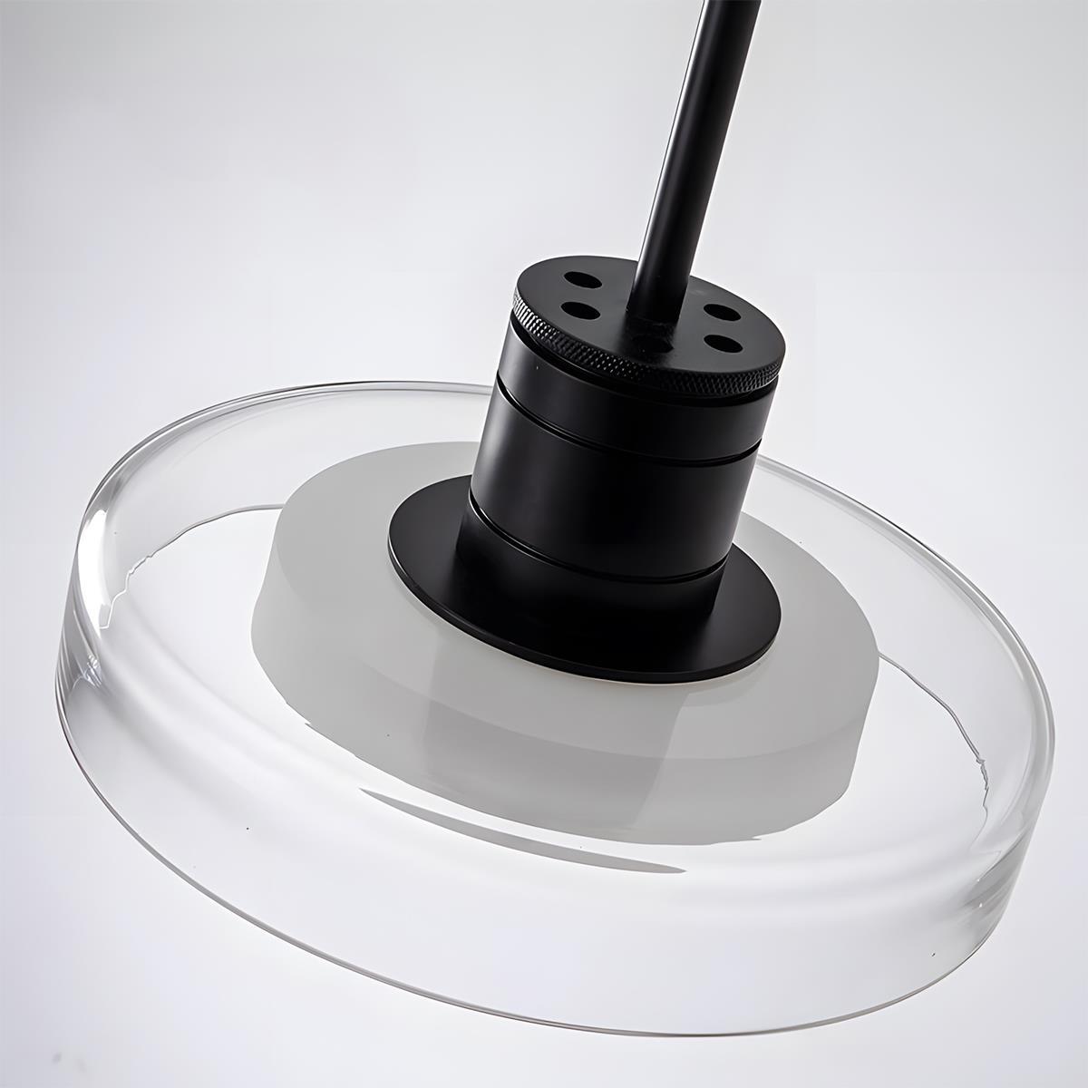 Suspension LED verre aluminium noir ronde Cuisine Salon Chambre Dimmable Suspension Table à manger Hall | Restfield