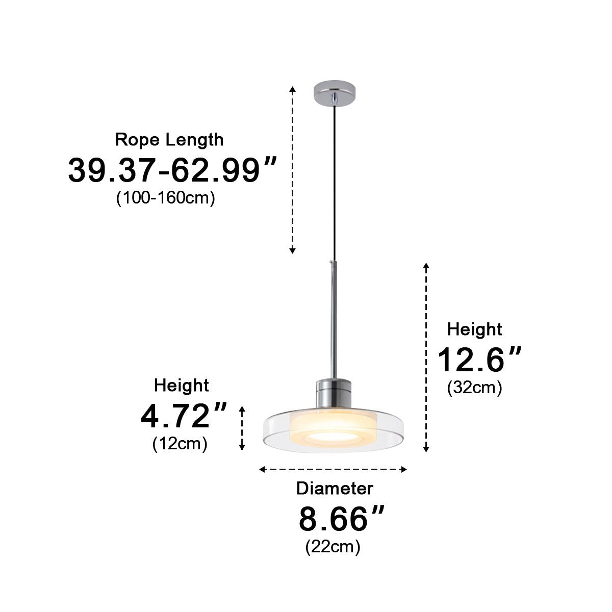 Suspension LED verre aluminium noir ronde Cuisine Salon Chambre Dimmable Suspension Table à manger Hall | Restfield