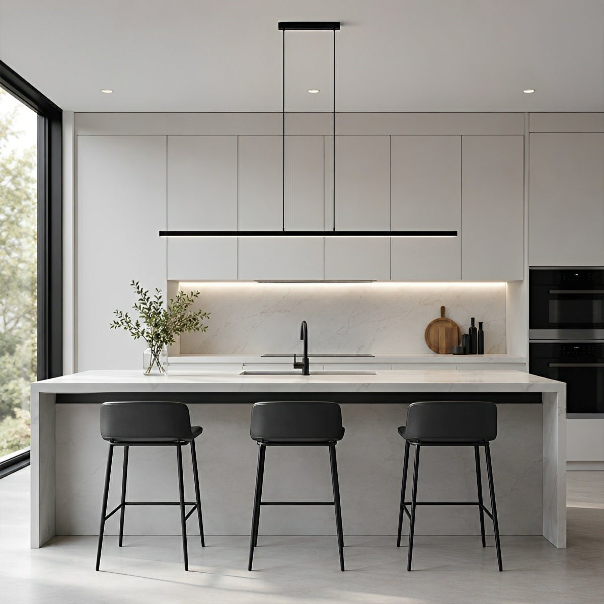 Pendant Light Aluminum Black Adjustable LED 3 Light Settings Living Room Kitchen Dining Room Modern Scandinavian Design | Sansoti