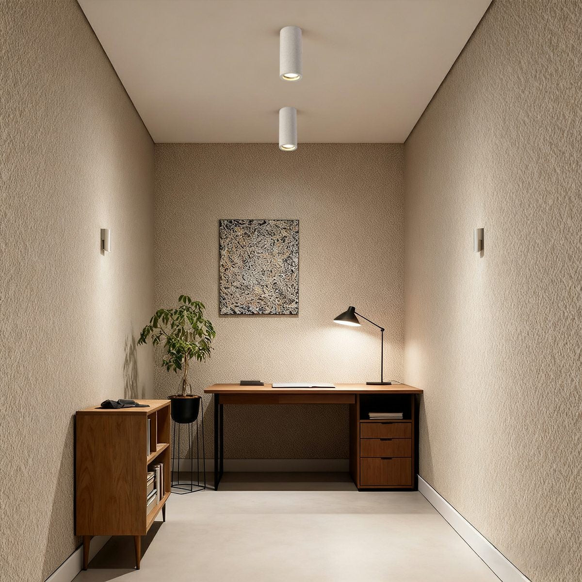 Aufbauleuchte Beton Grau GU10 LED Deckenlampe Wohnzimmer Schlafzimmer Küche Industrial Betonoptik Deckenstrahler Aufbauleuchte Minimalistische Beleuchtung | Restfield