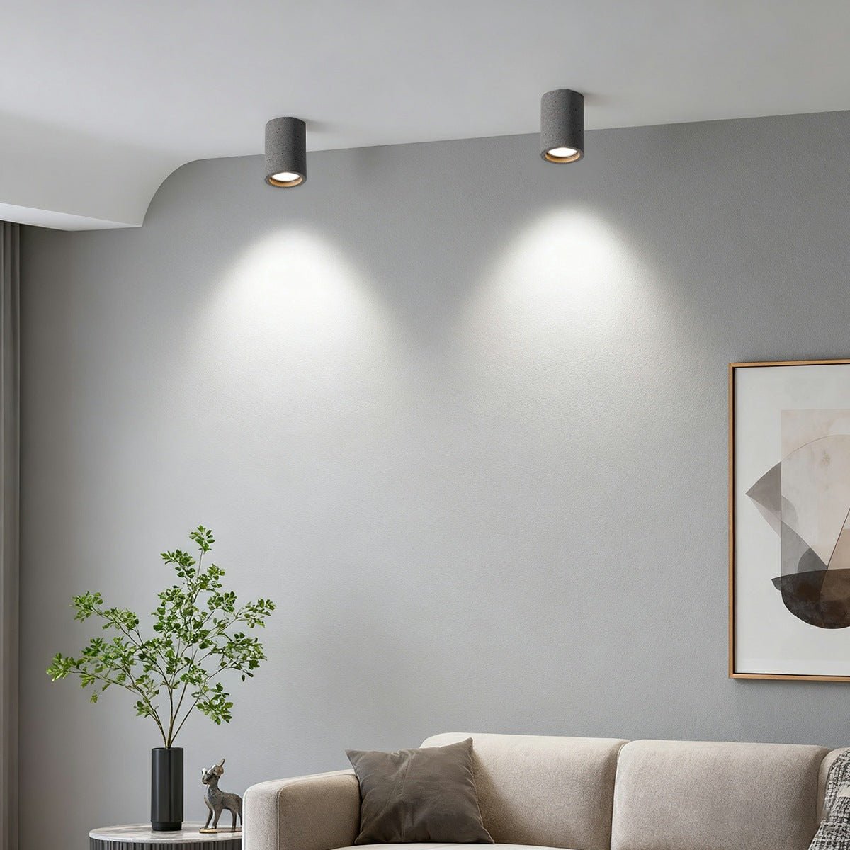Aufbauleuchte Beton Grau GU10 LED Deckenlampe Wohnzimmer Schlafzimmer Küche Industrial Betonoptik Deckenstrahler Aufbauleuchte Minimalistische Beleuchtung | Restfield