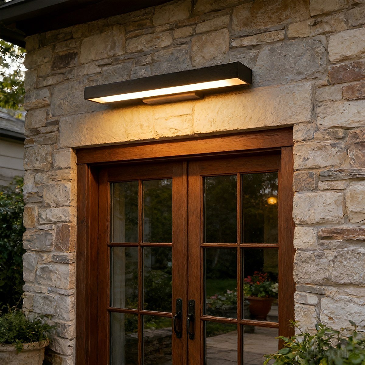 Rectangular Black Outdoor Wall Light with Motion Sensor IP65 Waterproof LED Lighting for Facades, Garden Paths and Entrances | Sansoti