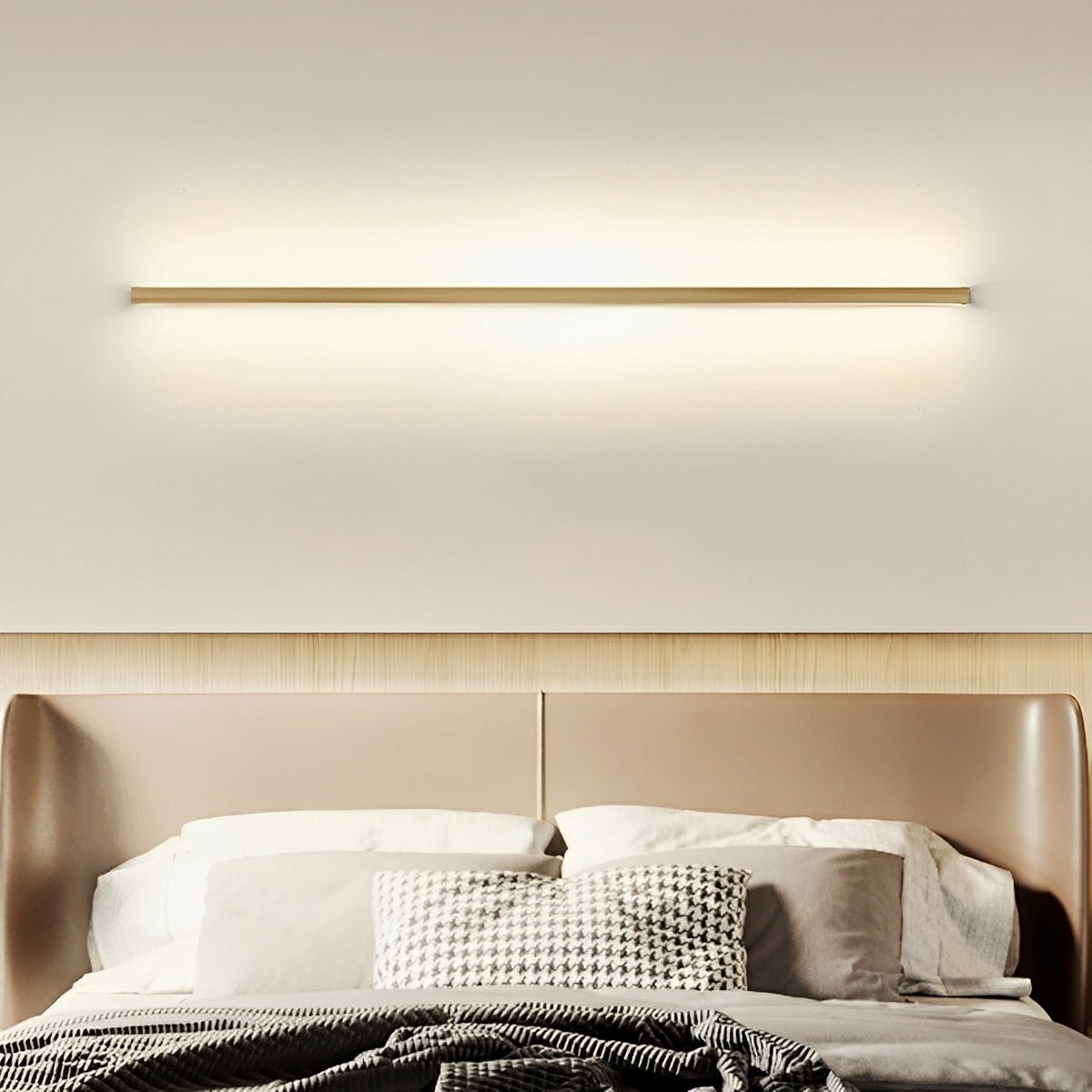Applique murale LED en bois longue rectangulaire à intensité variable, éclairage haut-bas, design scandinave, intérieur moderne et chaleureux | Sansoti