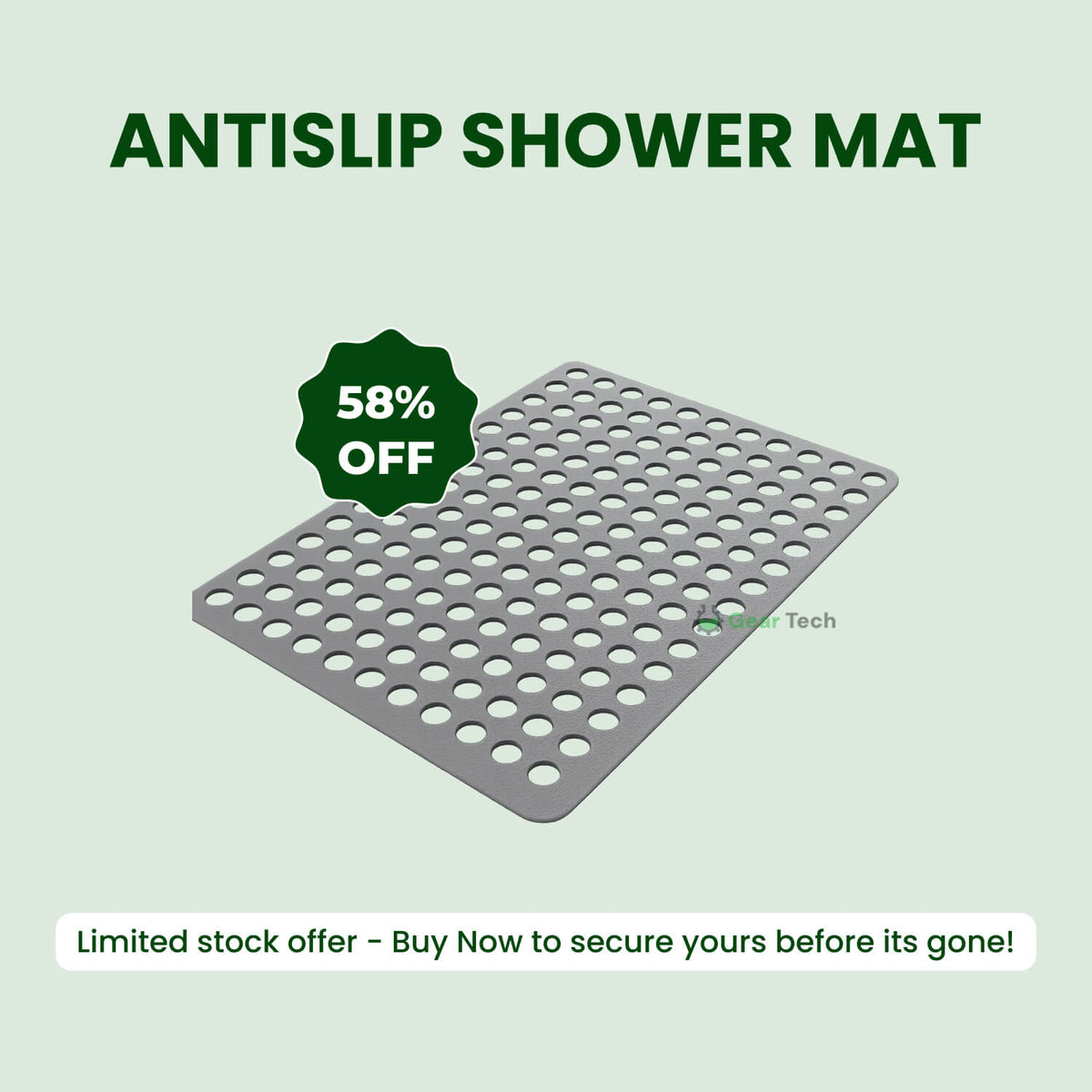 Antislip Douchmat met Zuignappen voor Veilige Badkamer 40x75cm Antibacterieel Schimmelwerend Badmat Douche | Sansoti