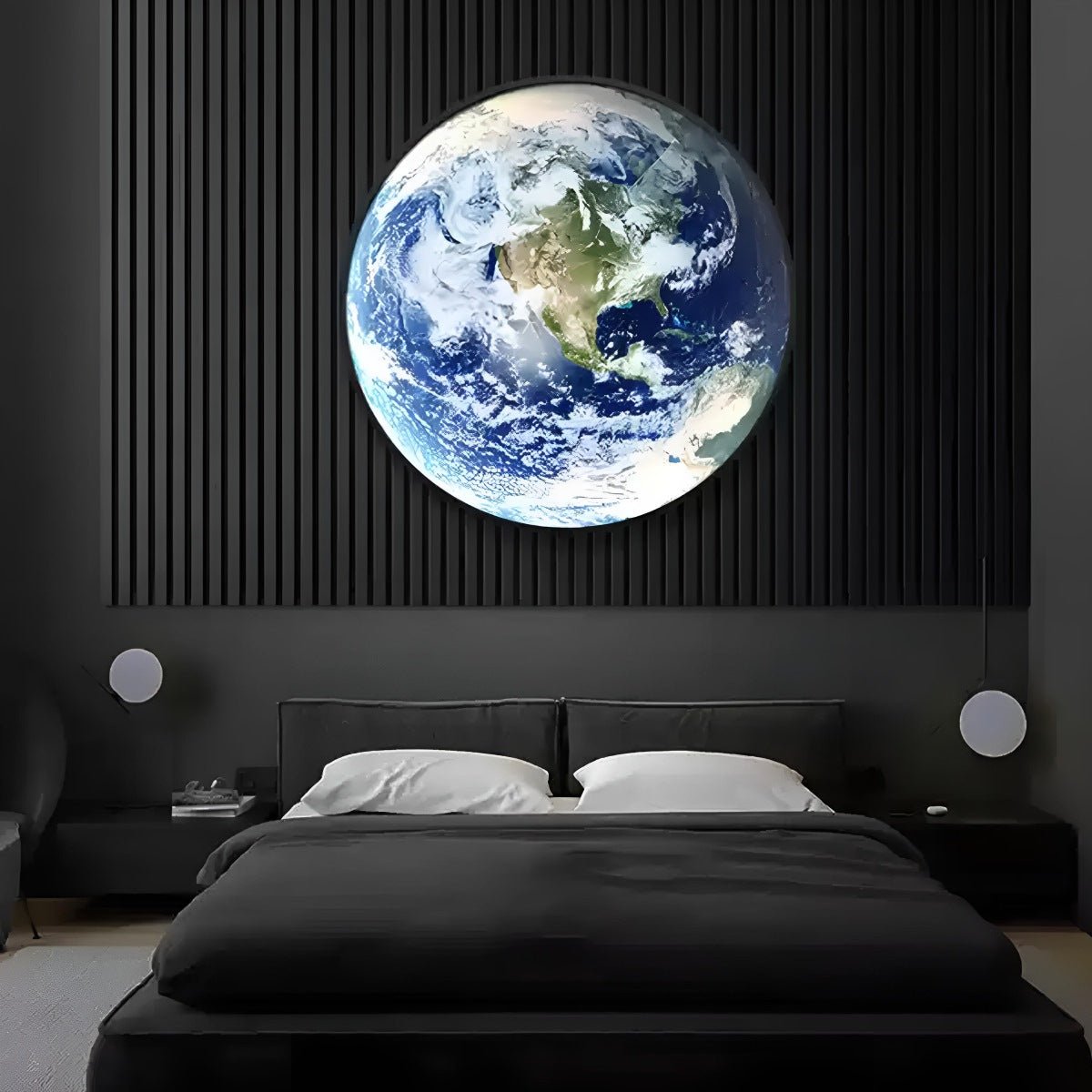 Globe Wall Lamp LED 3D Earth Globe Dimmable Blue Acrylic Iron Modern Interior Lighting Living Room | Sansoti