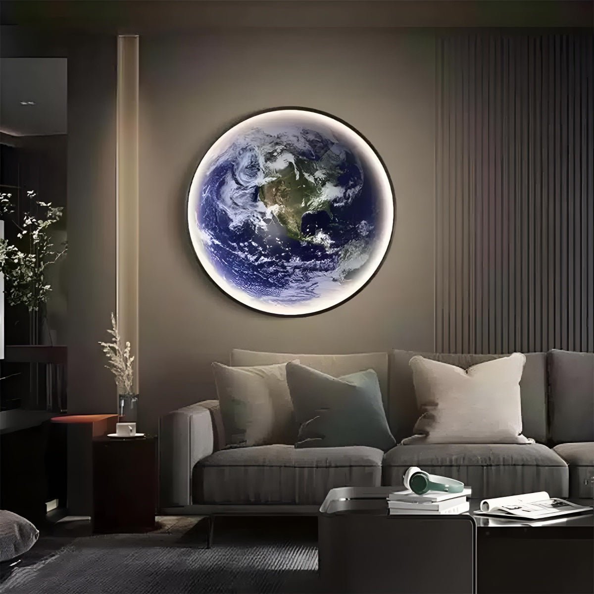 Globe Wall Lamp LED 3D Earth Globe Dimmable Blue Acrylic Iron Modern Interior Lighting Living Room | Sansoti