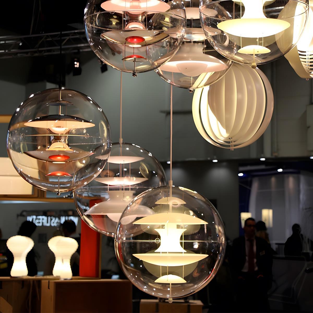 Suspension Boule Acrylique Or Transparent Salon Salle à Manger 7W LED Dimmable Planète Lampe Boule en Verre Cuisine Bar Lampe Design | Restfield