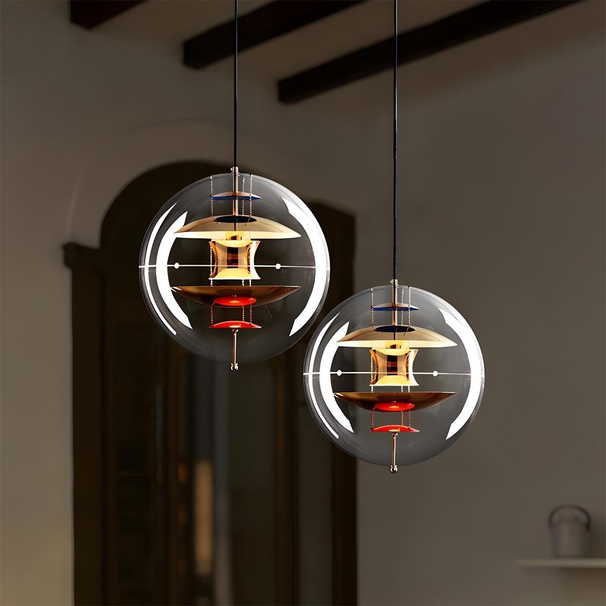 Suspension Boule Acrylique Or Transparent Salon Salle à Manger 7W LED Dimmable Planète Lampe Boule en Verre Cuisine Bar Lampe Design | Restfield